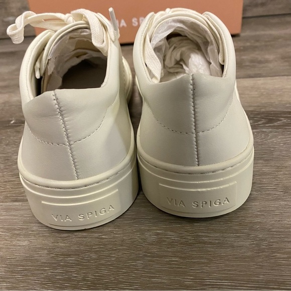 Via Spiga | Sybil Leather Cap Toe Sneakers Size 6.5 NEW Milk - Picture 8 of 11